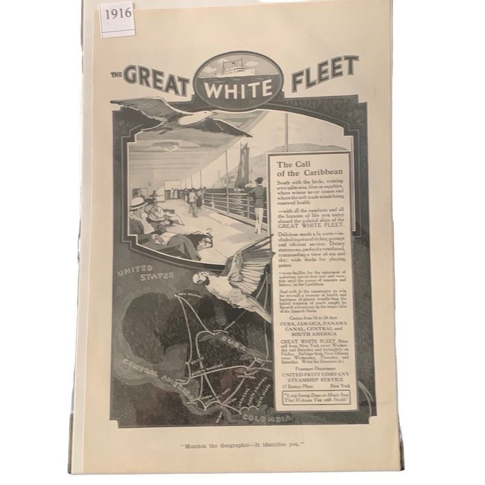 Vintage 1916 The Great White Fleet Call of the Caribbean Ad Advertisement - Picture 2 of 4